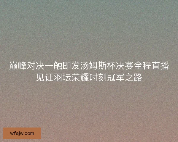 巅峰对决一触即发汤姆斯杯决赛全程直播见证羽坛荣耀时刻冠军之路
