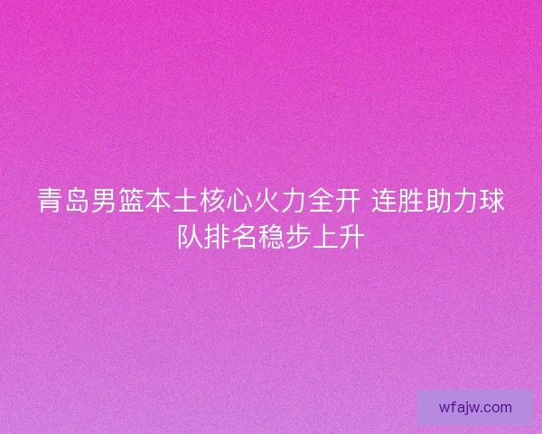 青岛男篮本土核心火力全开 连胜助力球队排名稳步上升