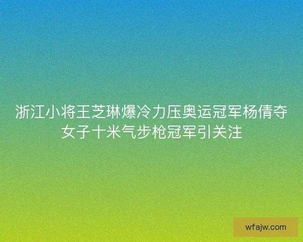 浙江小将王芝琳爆冷力压奥运冠军杨倩夺女子十米气步枪冠军引关注 浙江小将王芝琳爆冷力压奥运冠军杨倩夺女子十米气步枪冠军引关注